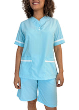 Cargar imagen en el visor de la galería, Uniforme de Bermuda - Popelina Azul Agua con Letín