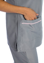 Cargar imagen en el visor de la galería, Uniforme de Pantalón - Gris Perla con Rosado