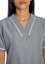 Cargar imagen en el visor de la galería, Uniforme de Pantalón - Gris Perla con Rosado