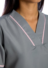 Cargar imagen en el visor de la galería, Uniforme de Pantalón - Gris Perla con Rosado