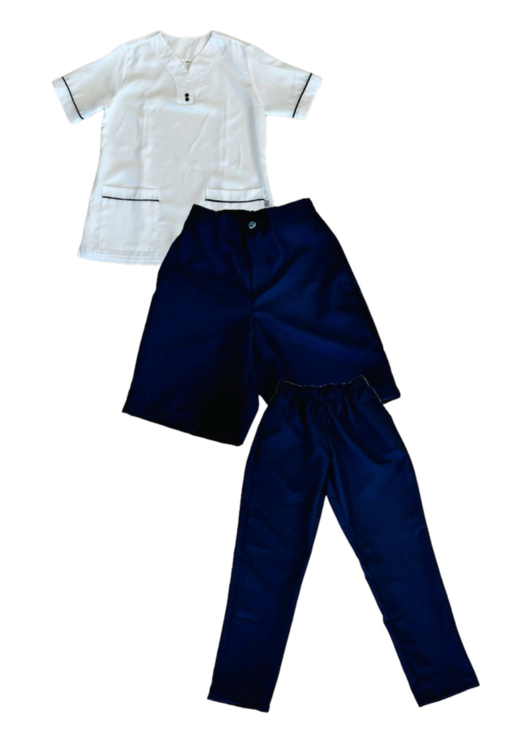 Combo Camisa Pantalón y Bermuda LS - blanco azul oscuro