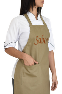 Delantal de Chef Bordado "Sabor" - Dril Khaki