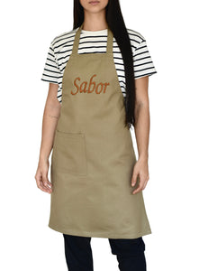 Delantal de Chef Bordado "Sabor" - Dril Khaki
