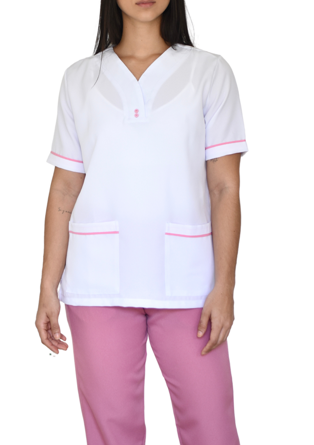 Uniforme de Pantalón LS - blanco rosa