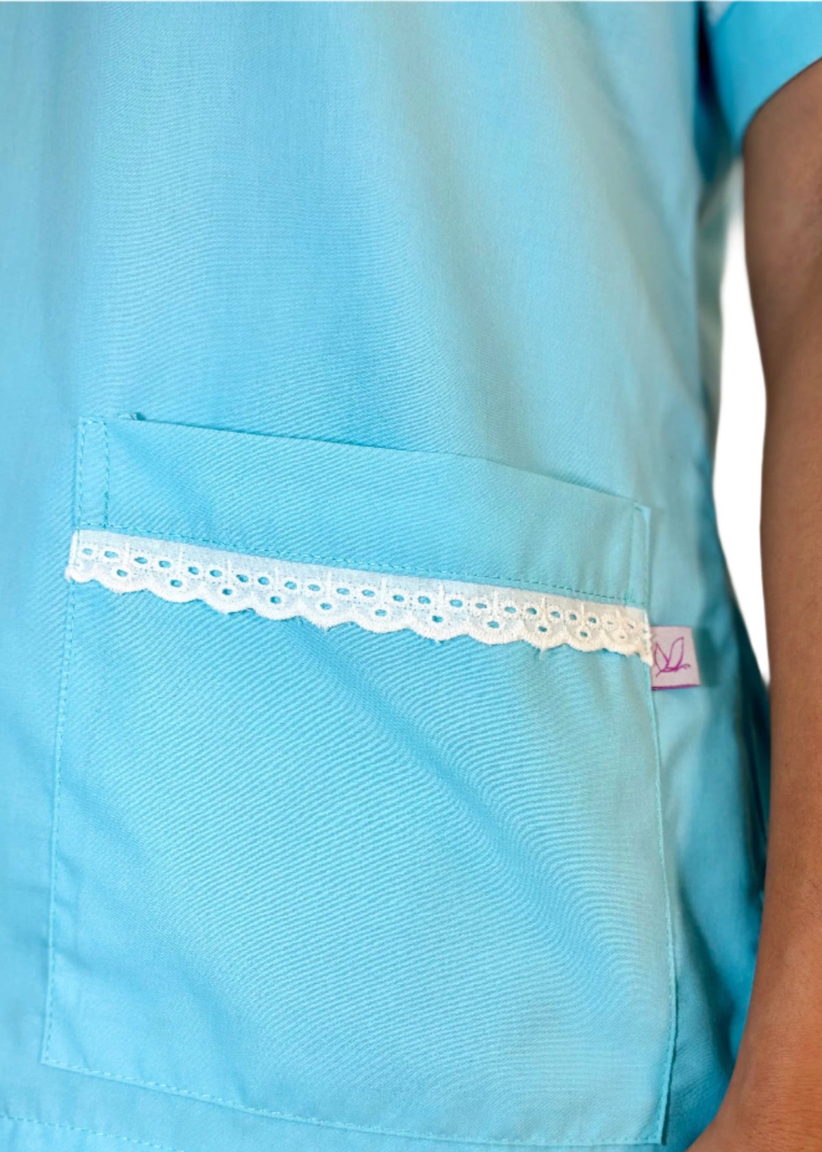 Uniforme de Bermuda - Popelina Azul Agua con Letín