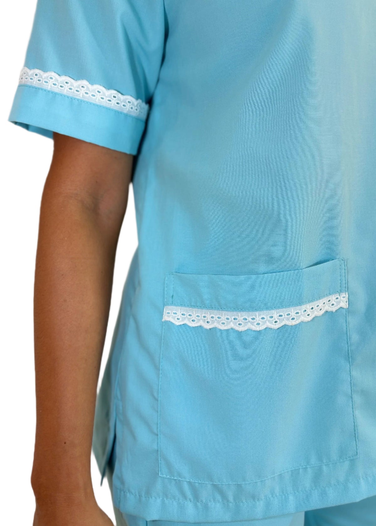 Uniforme de Bermuda - Popelina Azul Agua con Letín