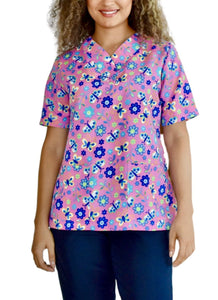 Camisa antifluidos - Mariposas y Flores Fondo Rosa