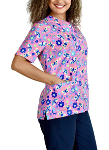 Camisa antifluidos - Mariposas y Flores Fondo Rosa