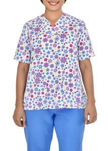 Uniforme de pantalón LS - Flores Fondo Blanco