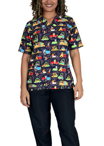 Camisa antifluidos - Carritos fondo negro