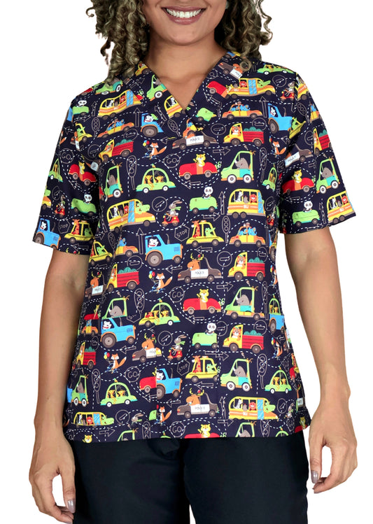 Camisa antifluidos - Carritos fondo oscuro